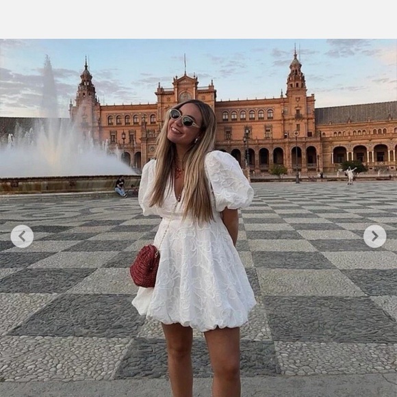 ZARA EMBROIDERED VOLUMINOUS DRESS ZW COLLECTION Oyster-white | XS - Picture 5 of 16